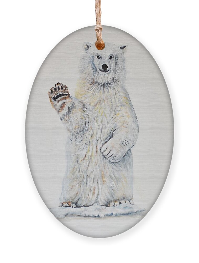 Polar Ornament featuring the painting Polar Bear Baby 2 by Marilyn McNish