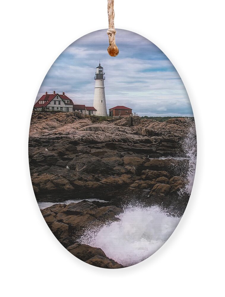 Portland Lighthouse Ornament featuring the photograph Portland Head Lighthouse Maine by Jeff Folger