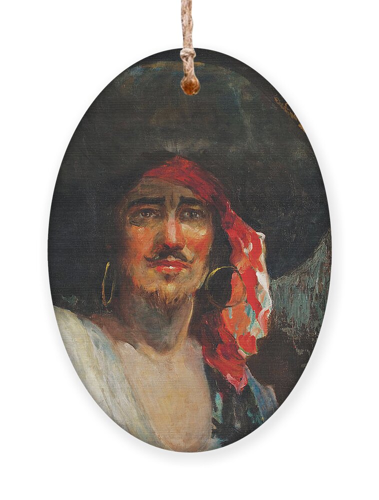 Pirate Ornament featuring the painting Portrait of a Pirate by Unknown