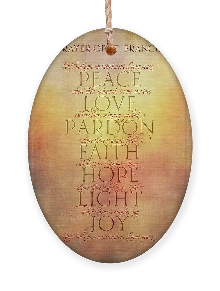 Prayerofstfrancis Ornament featuring the digital art Prayer of St. Francis by Terry Davis