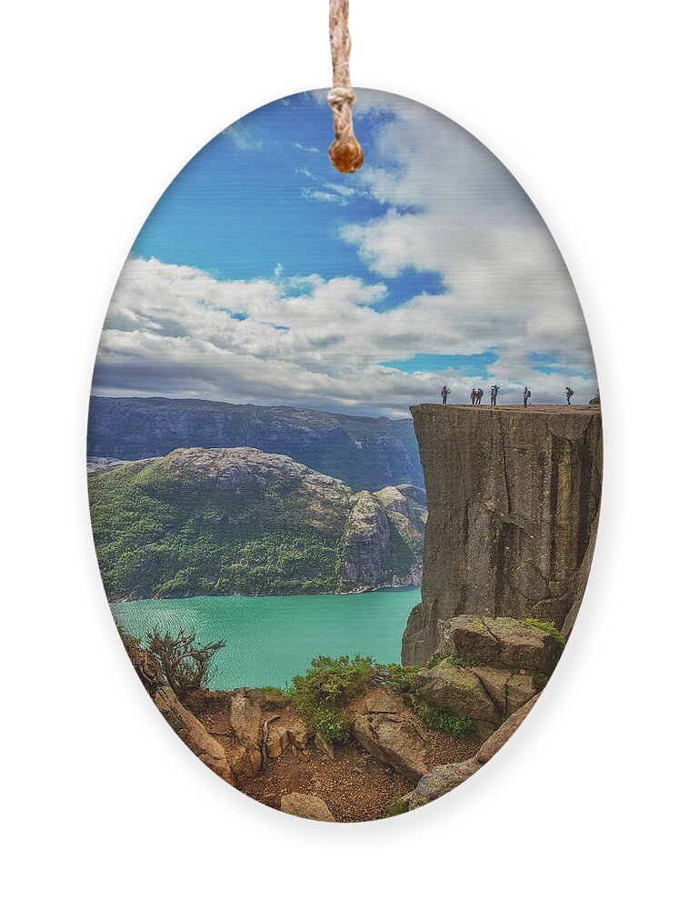 Clouds Ornament featuring the photograph Preikestolen The Pulpit Rock by Debra and Dave Vanderlaan