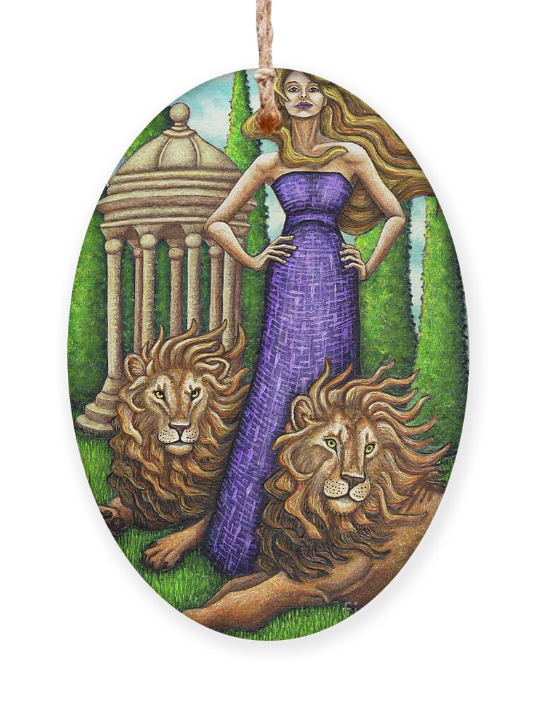 Cat Lady Ornament featuring the painting Proud Lions by Amy E Fraser