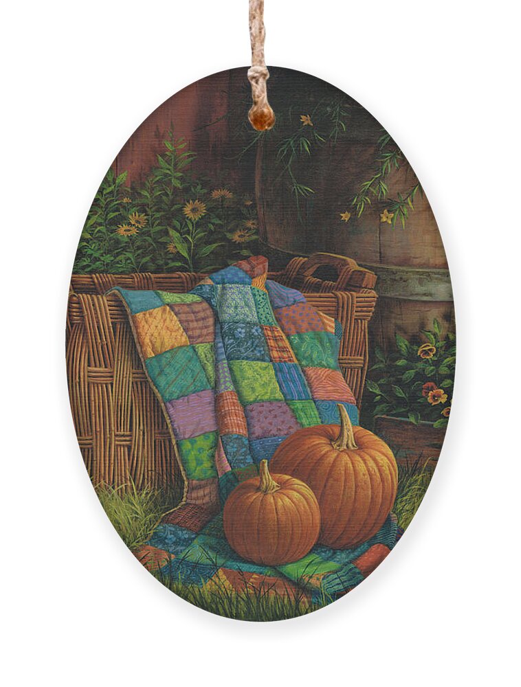 Michael Humphries Ornament featuring the painting Pumpkins and Patches by Michael Humphries
