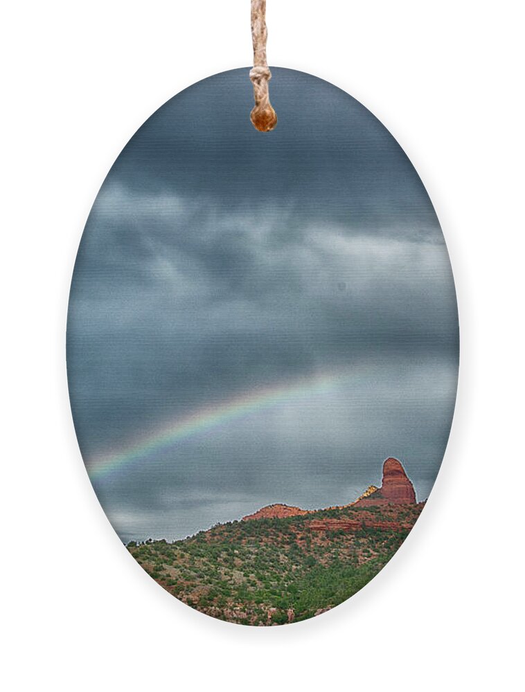 Sedona Ornament featuring the photograph Rainbow Over Uptown by Tom Kelly