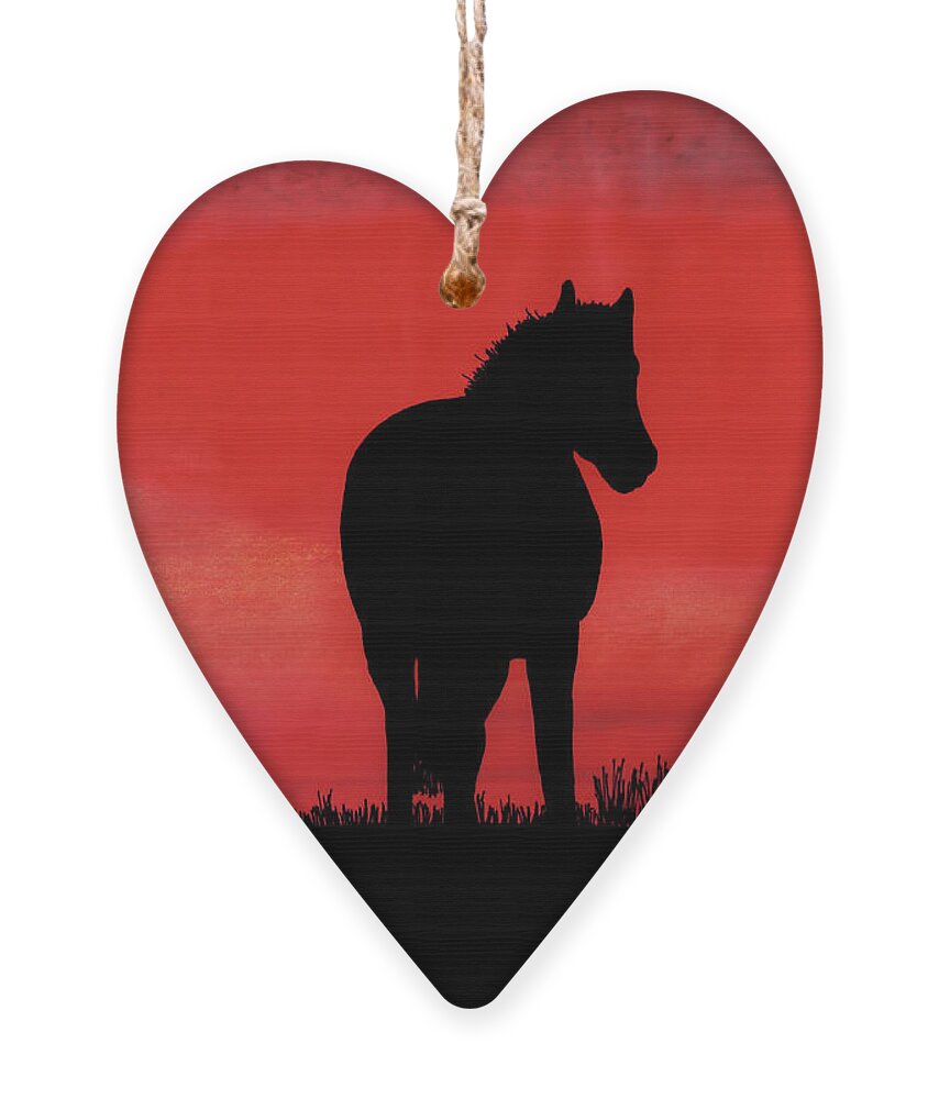 Horse Ornament featuring the drawing Red Sunset Horse by D Hackett