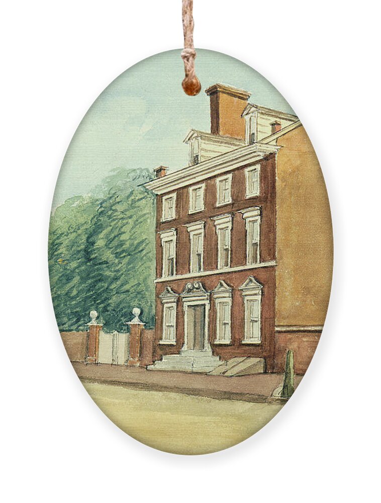 George Washington Ornament featuring the drawing Residence of Washington in High Street by William Breton