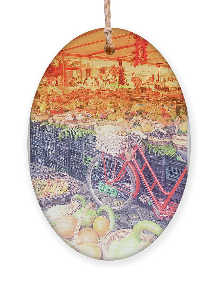 Red Bike Ornament featuring the photograph Rome 4 by Becqi Sherman