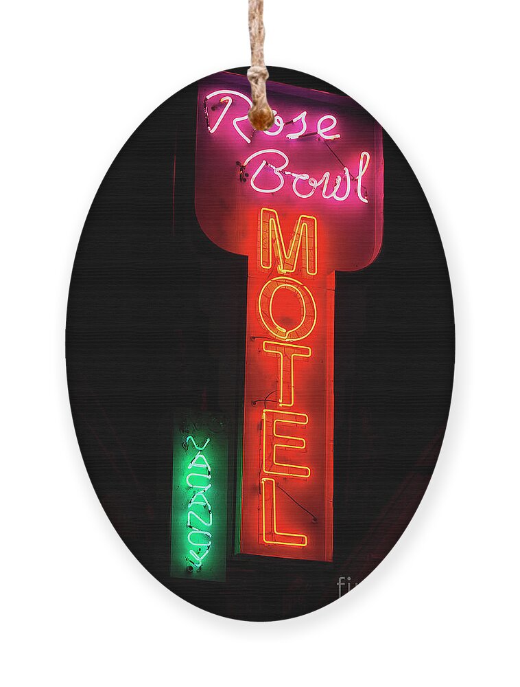 California Ornament featuring the photograph Rose Bowl Motel by Lenore Locken