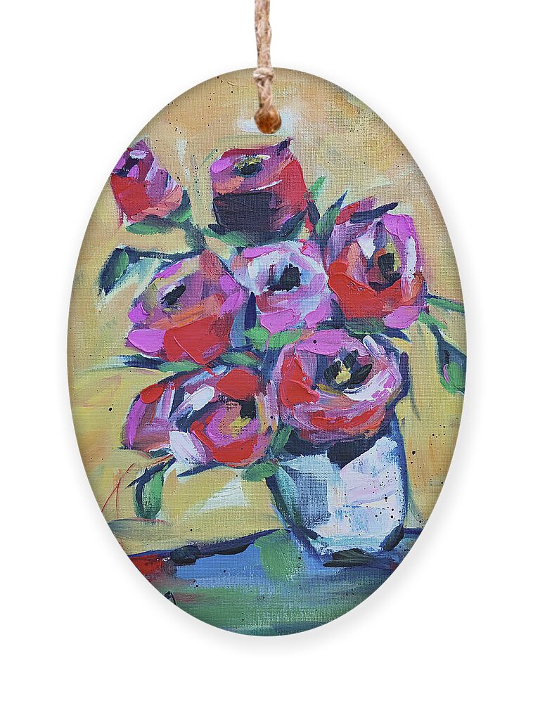 Roses Ornament featuring the painting Roses by Roxy Rich