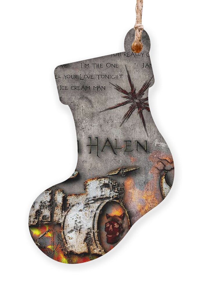 Van Halen Ornament featuring the digital art Runnin' With The Devil by Michael Damiani