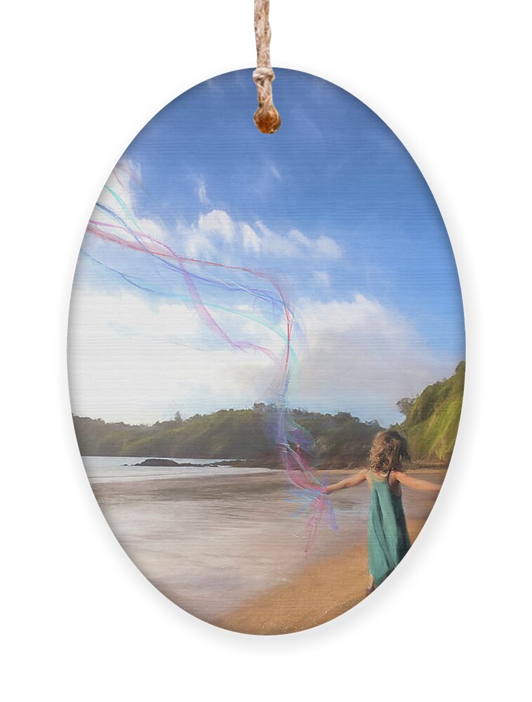 Kites Ornament featuring the mixed media Sailing a Spider Web Kite by Colleen Taylor