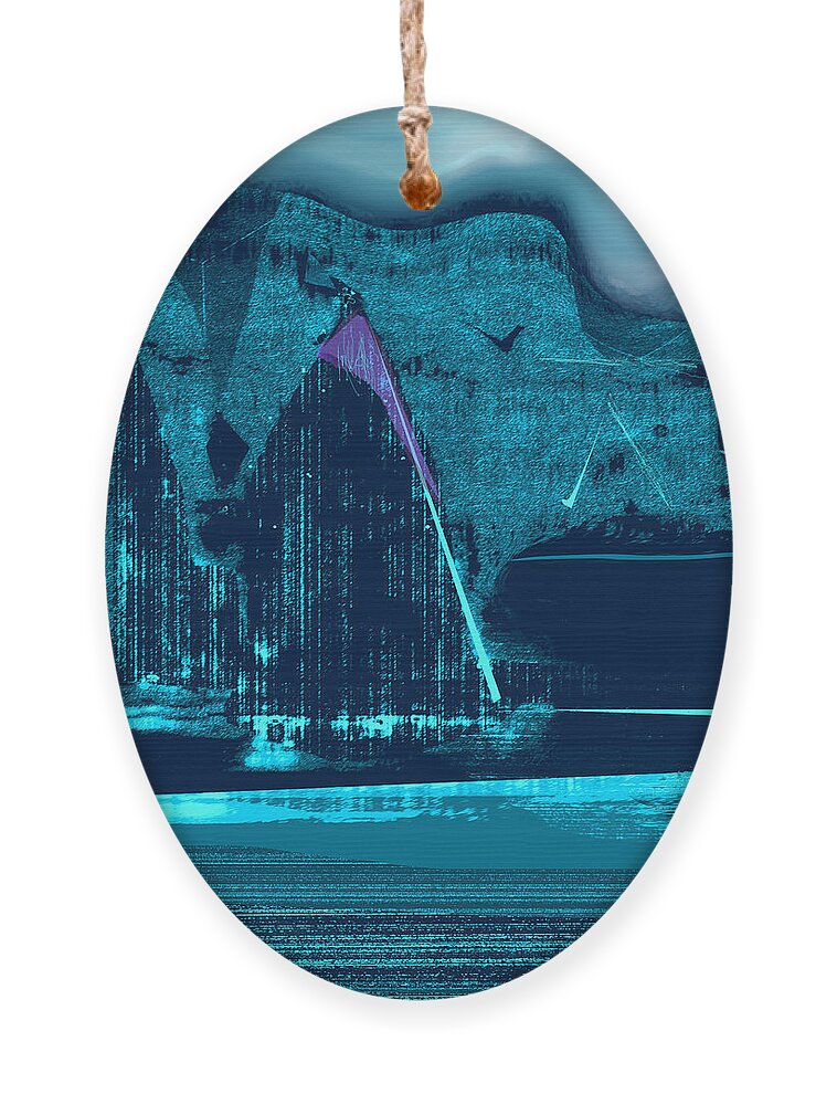Square Ornament featuring the mixed media Sailing with Pythagoras No.4 by Zsanan Studio