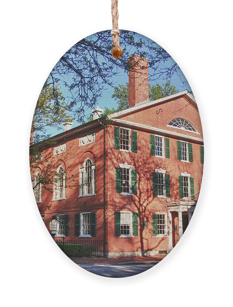 Alexander Hamilton Ornament featuring the photograph Salem Chestnut Street - Hamilton Hall by Jeff Folger