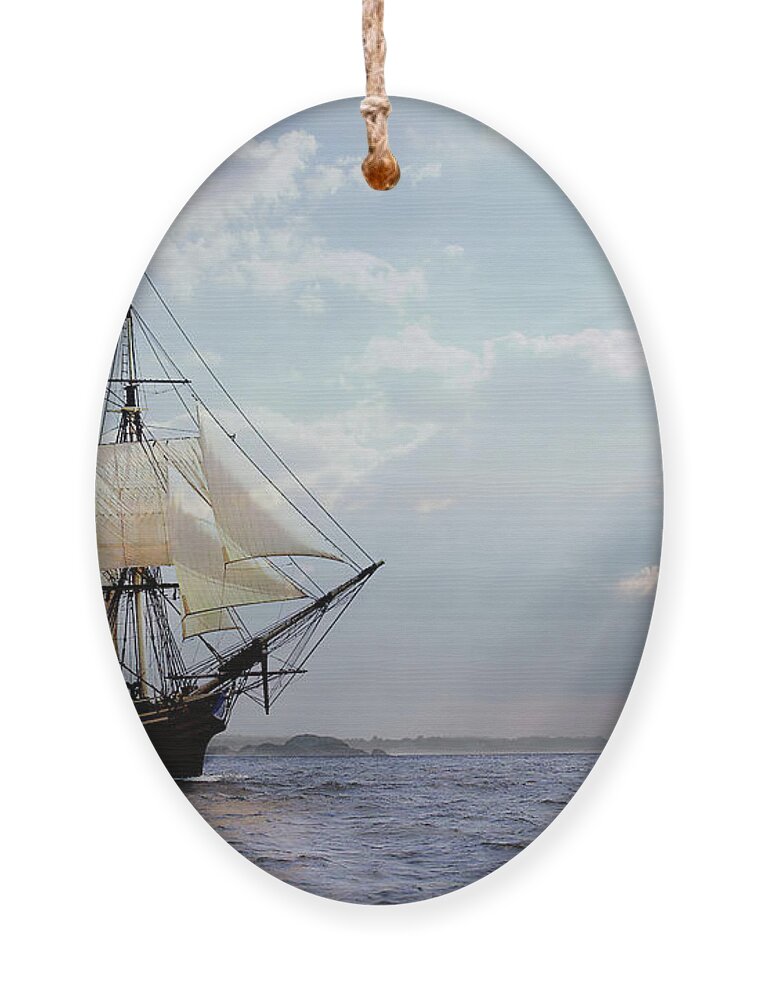 Friendship Of Salem Ornament featuring the photograph Salem's Friendship Sails Home by Jeff Folger
