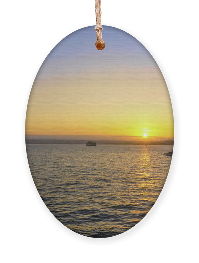 Ocean Ornament featuring the photograph San Diego Bay by Cathy Anderson