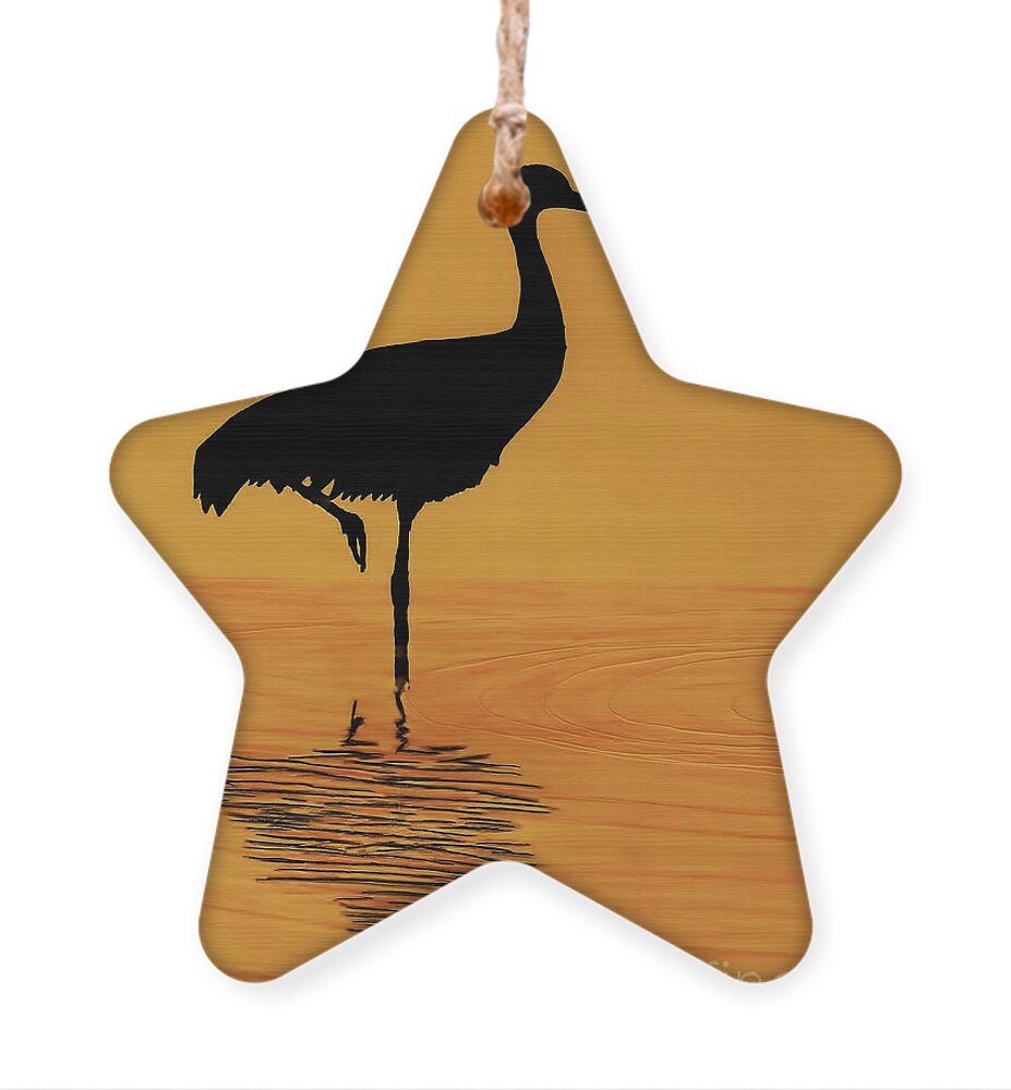 Bird Ornament featuring the drawing Sandhill - Crane - Sunset by D Hackett
