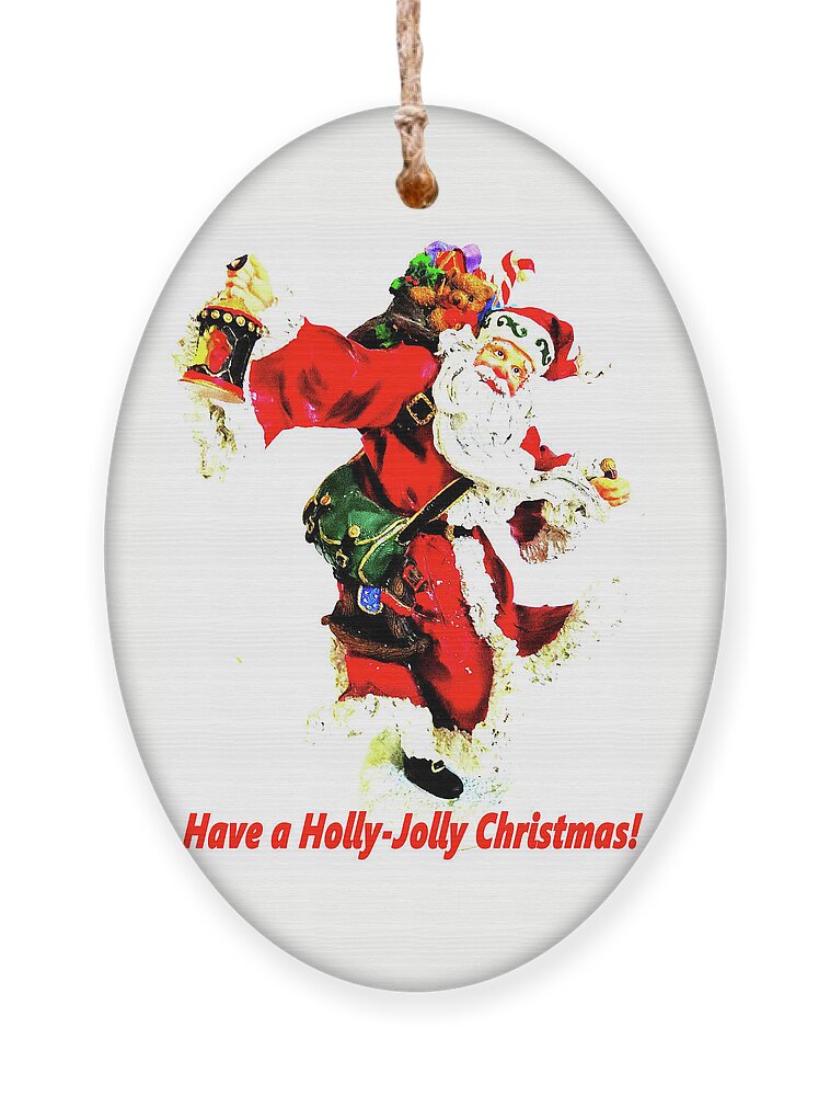 Christmas Ornament featuring the photograph Santa Christmas Greeting Card by Linda Stern
