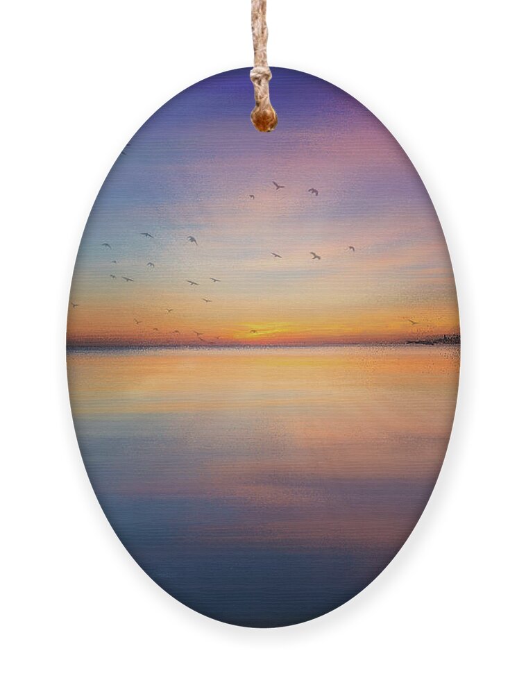 Seascape Ornament featuring the mixed media Sapphire Sunset by Colleen Taylor