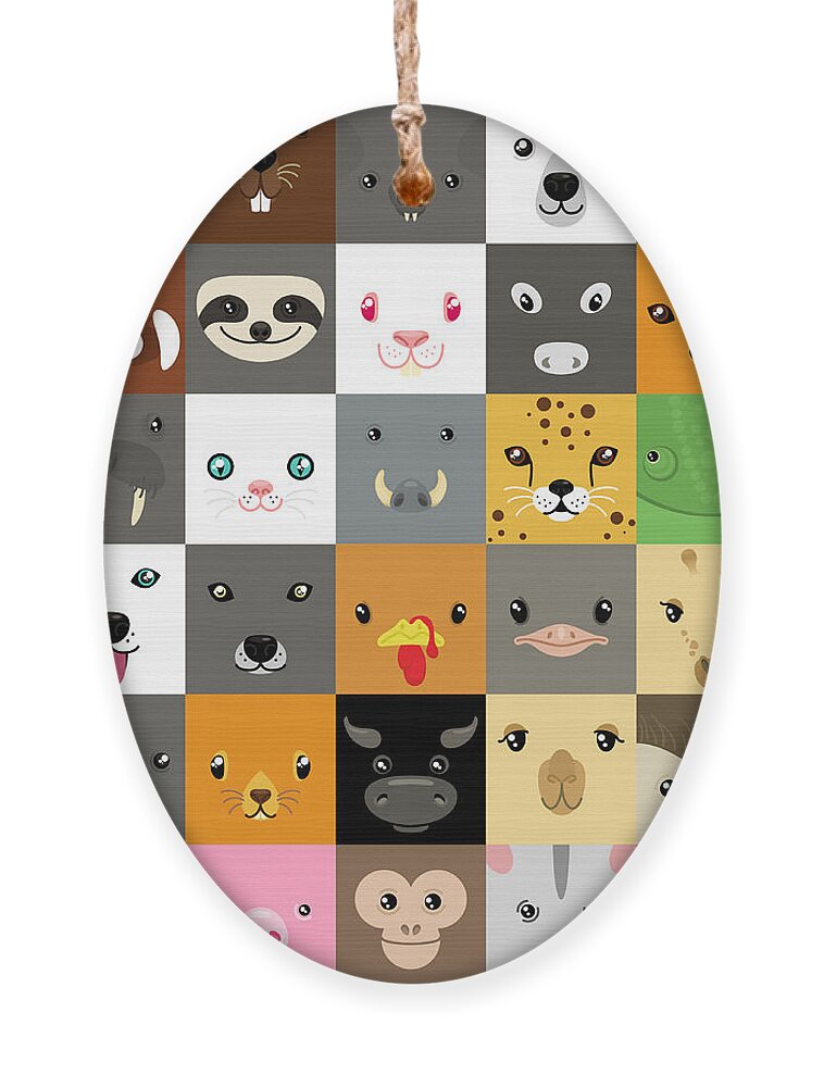 Set Of Cute Simple Animal Faces Ornament by Olesia Misty - Fine Art America