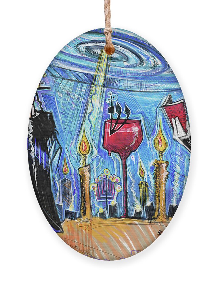 Jewish Ornament featuring the painting Shamayim 101 by Yom Tov Blumenthal
