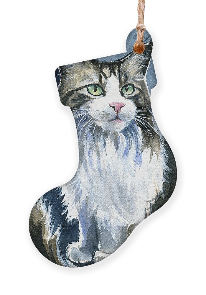 Cat Paintings Ornament featuring the painting Sheba by Dora Hathazi Mendes