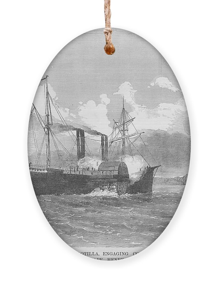 Side-wheeler Ornament featuring the painting Ship Quaker City from the Potomac Flotilla by Frank Leslie