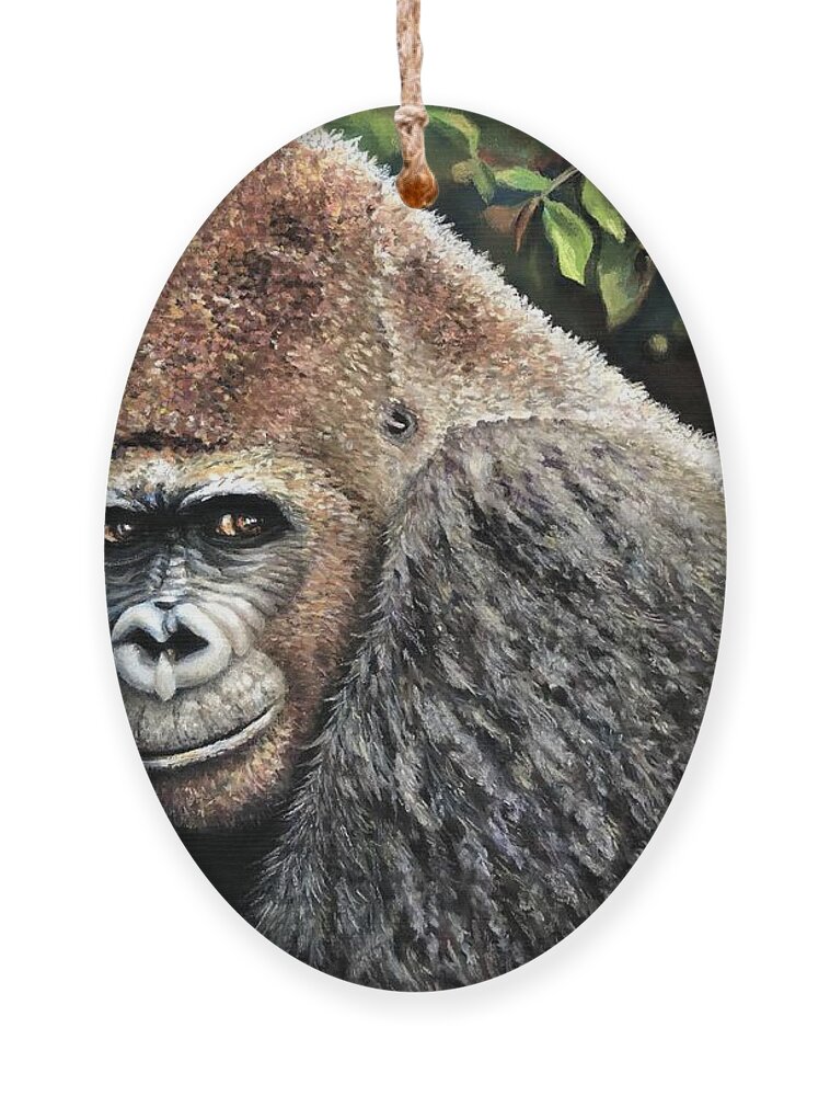 Silverback Ornament featuring the pastel Silverback by Wendy Koehrsen