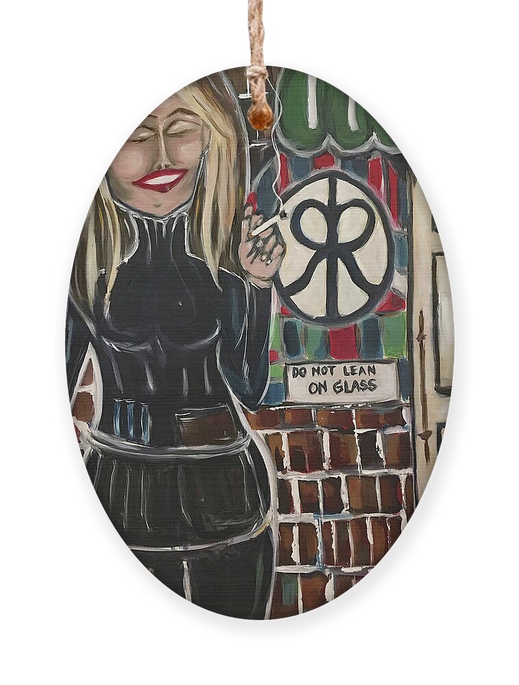 Bartender Ornament featuring the painting Smoke Break by Roxy Rich