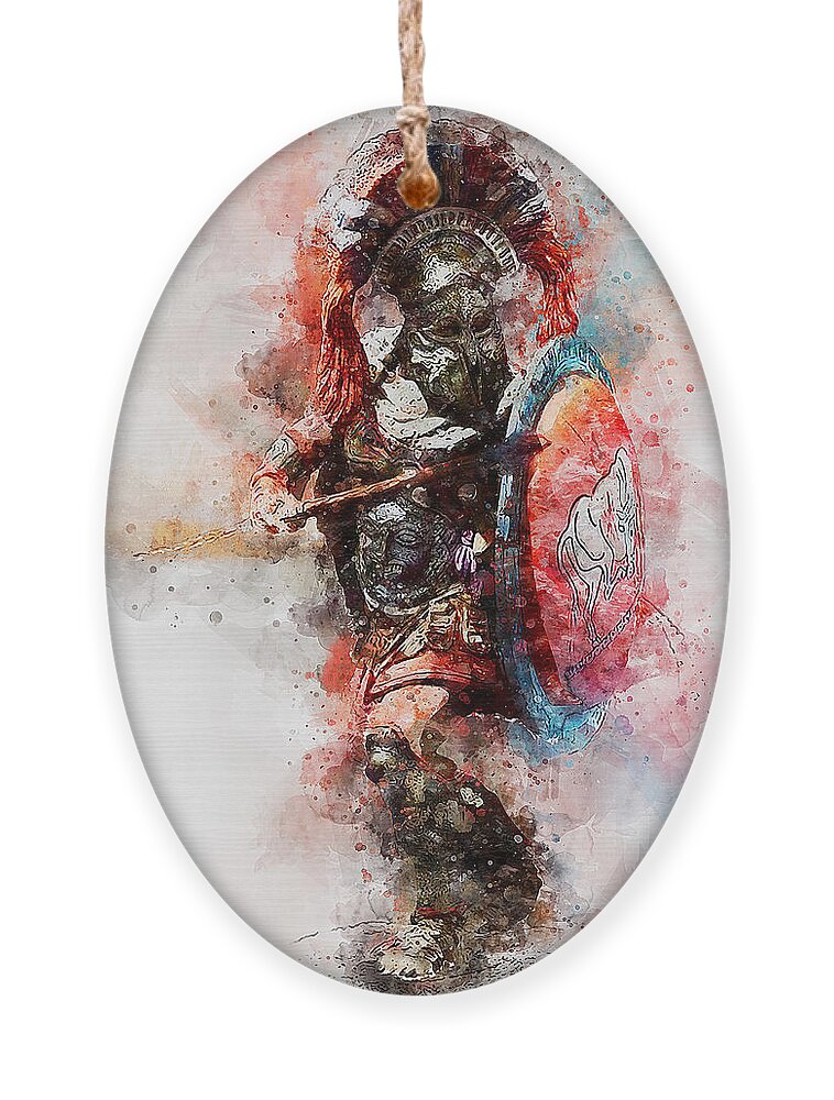 Spartan Warrior Ornament featuring the painting Spartan Hoplite - 38 by AM FineArtPrints
