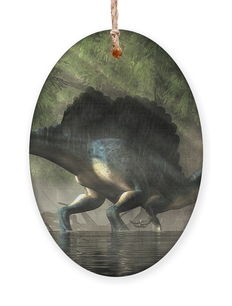 Spinosaurus Ornament featuring the digital art Spinosaurus by Daniel Eskridge