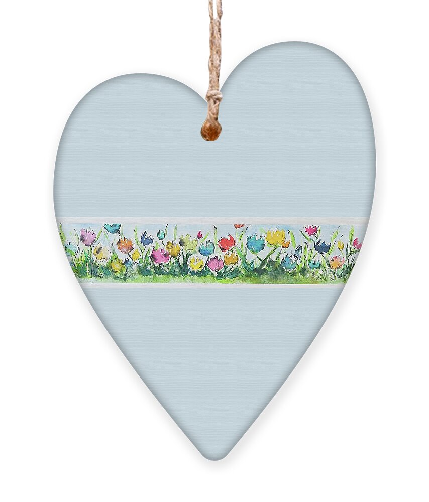 Watercolor Painting Ornament featuring the painting Springtime Tulips by Wendy Ray