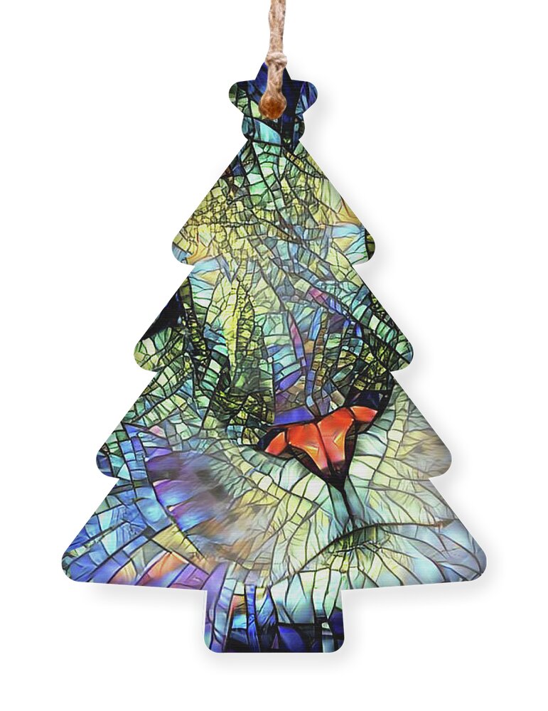 Stained Glass Cat Ornament featuring the digital art Stained Glass Cat Art by Peggy Collins