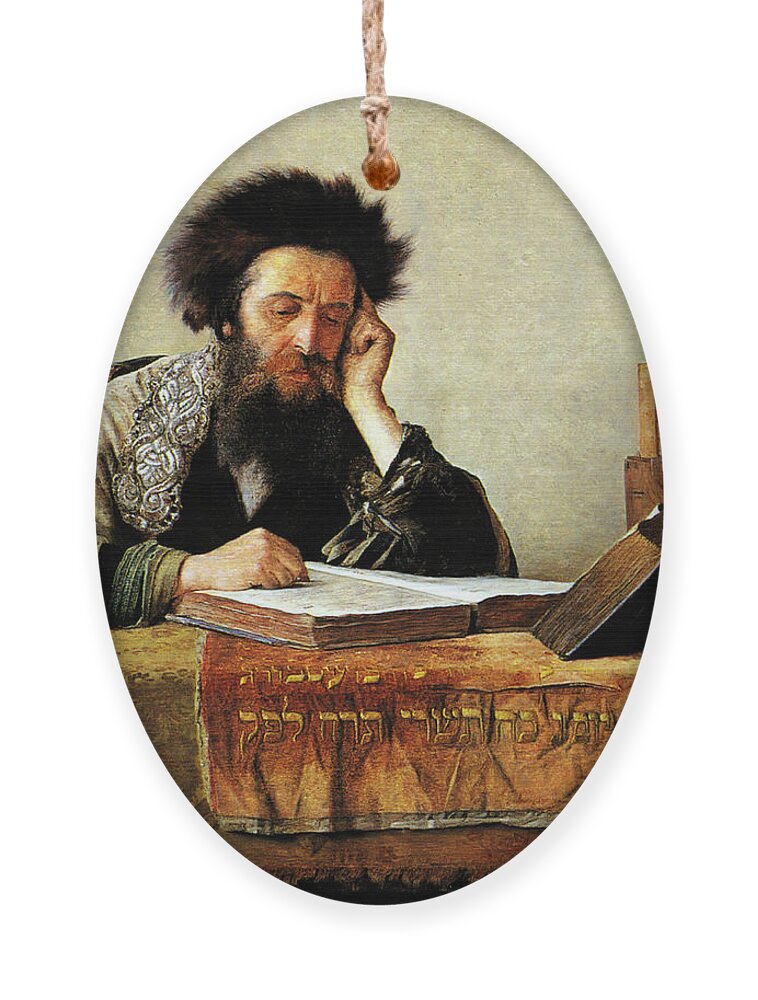 Portrait Ornament featuring the painting Studying the Talmud by Isidor Kaufmann