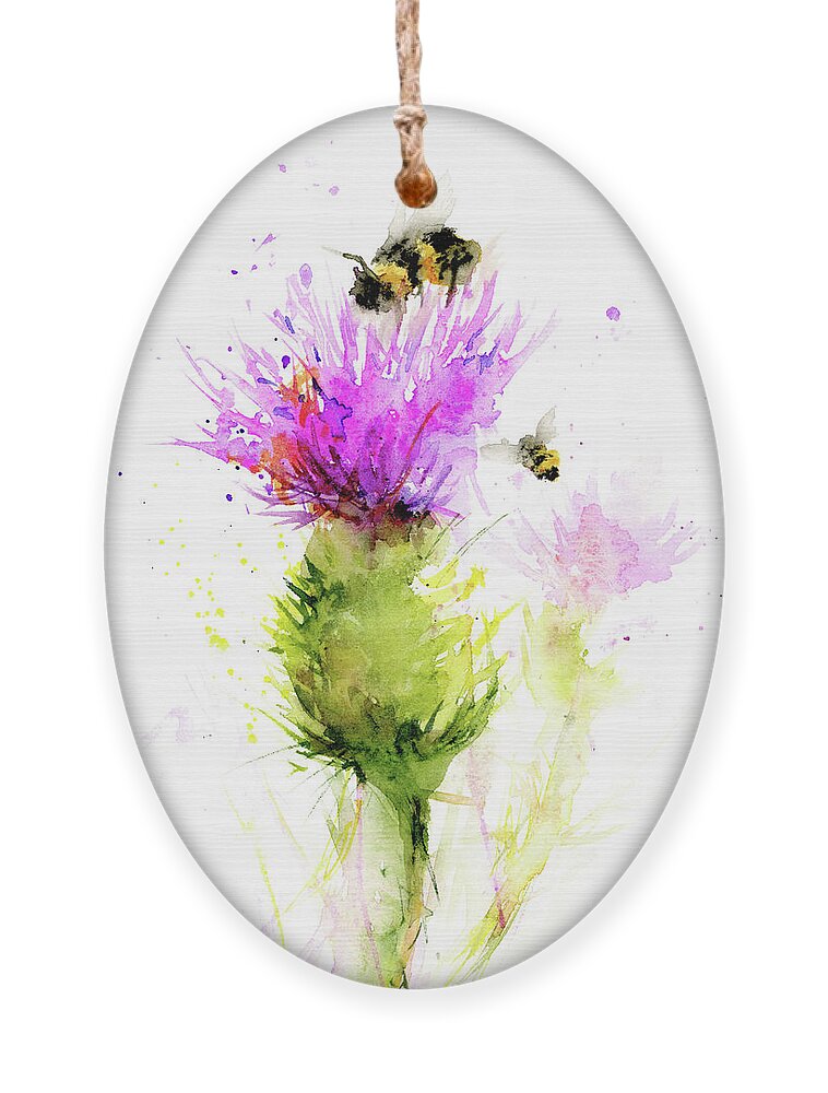 Summer Thistle Ornament featuring the painting Summer Thistle by Christy Lemp