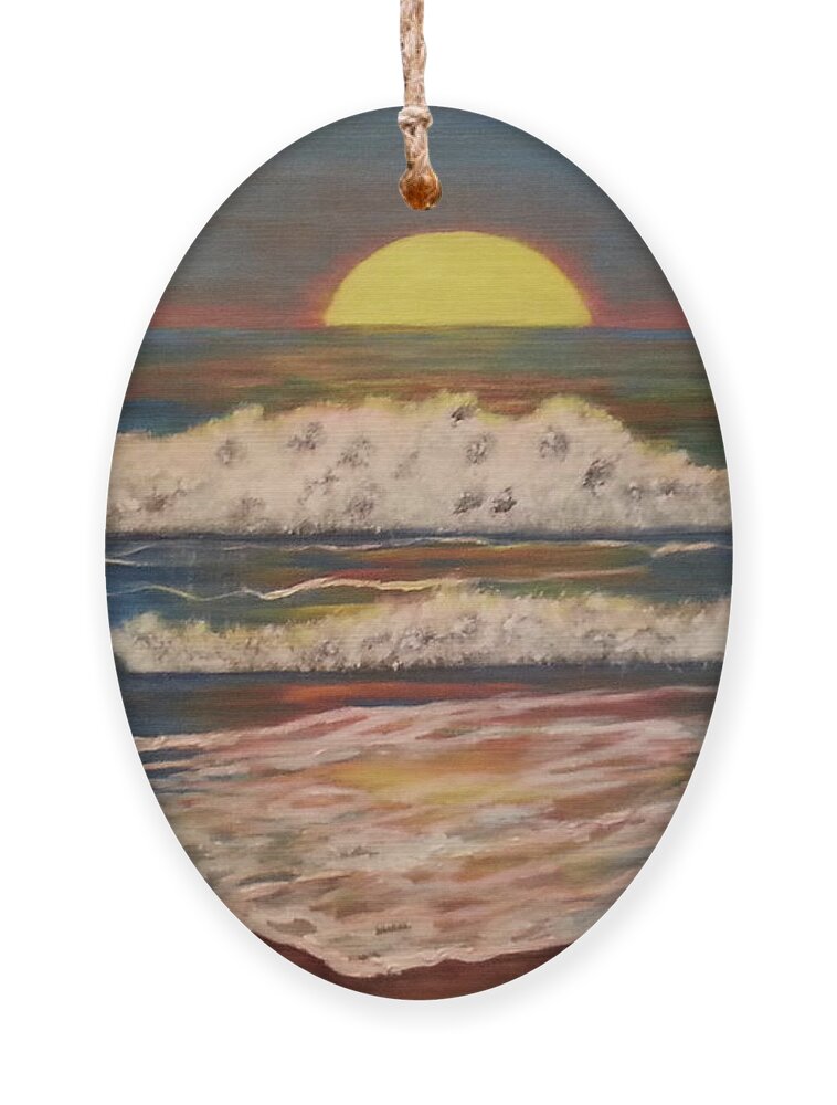 Sundown Ornament featuring the painting Beach Sunset by Elizabeth Mauldin