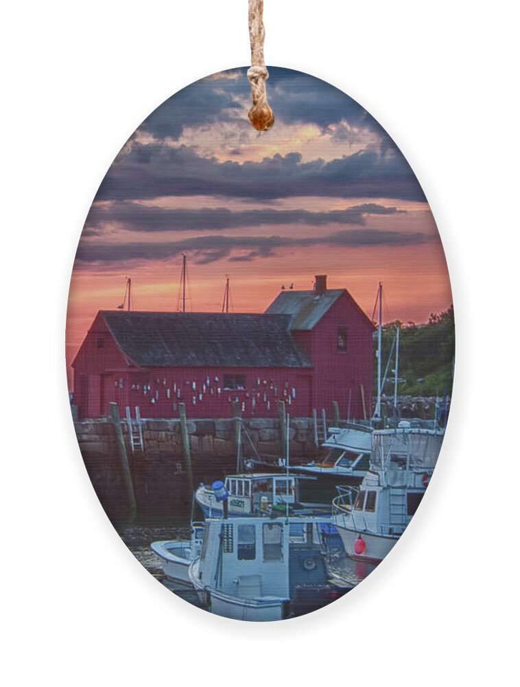 Rockport Harbor Ornament featuring the photograph Sunrise on Rockport Harbor by Jeff Folger