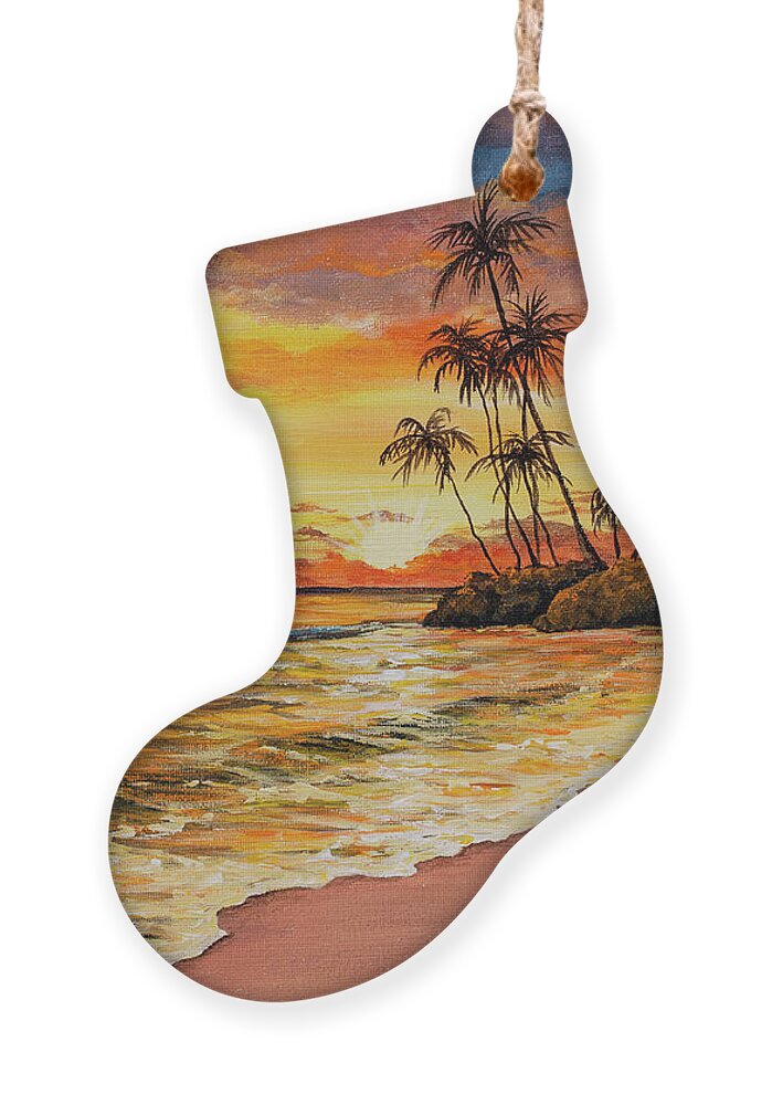 Sunset Ornament featuring the painting Sunset And Palms by Darice Machel McGuire