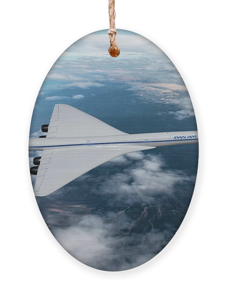 Pan American World Airways Ornament featuring the digital art Supersonic Pan American by Erik Simonsen