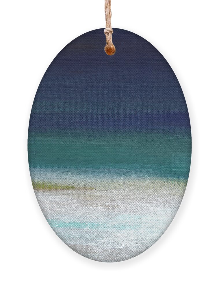 Abstract Ornament featuring the painting Surf and Sky- abstract beach painting by Linda Woods