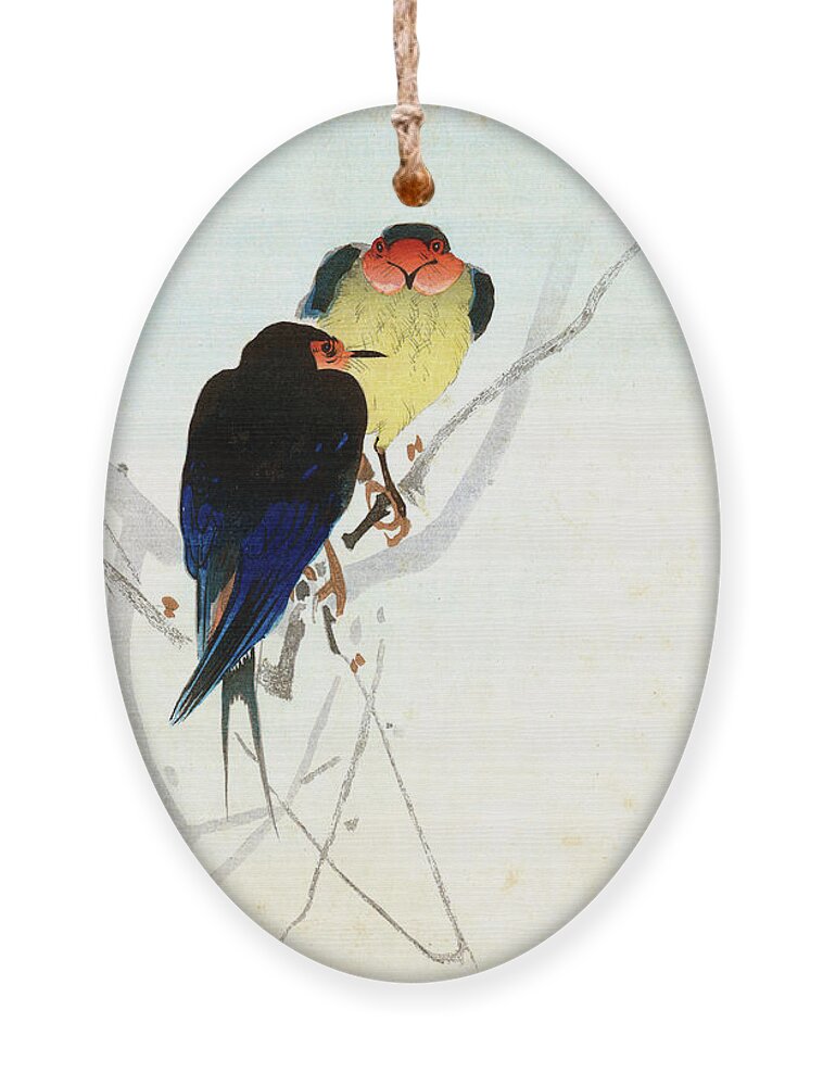 Japan Ornament featuring the painting Swallow by Koson
