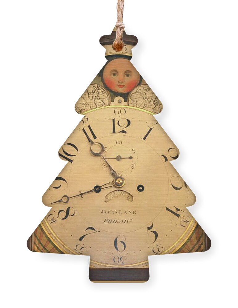 Lane Ornament featuring the mixed media Tall case clock face, around 1816 by James Lane