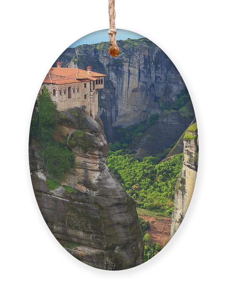 Panoramic Ornament featuring the photograph Tall Rock Pillars And The Holly by Inu