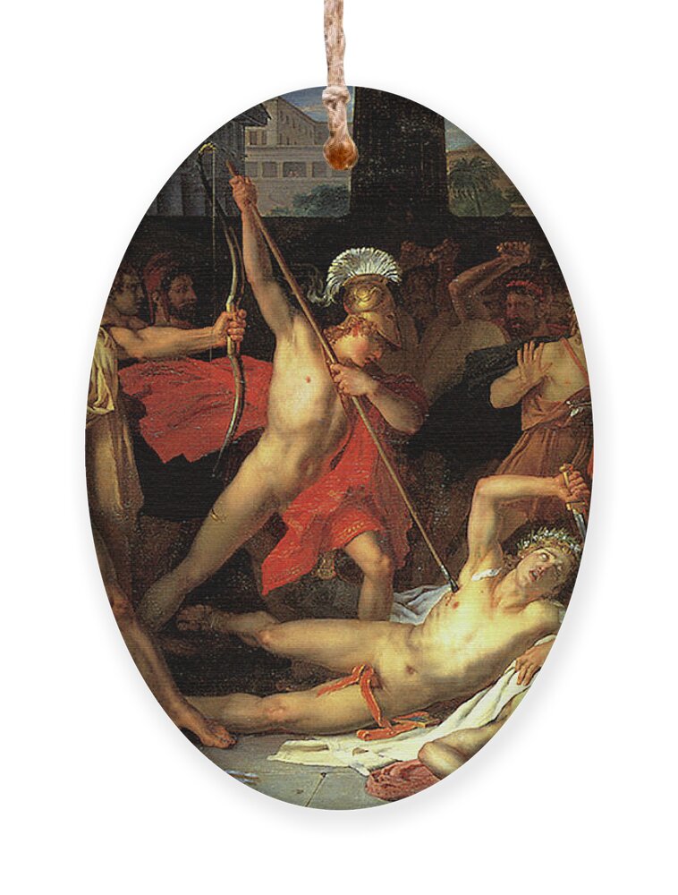 Leon Louis Vincent Paliere Ornament featuring the painting Telemachus killing the Suitors by Leon Louis Vincent Paliere