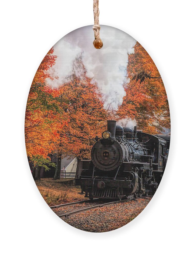 Essex Steam Train Ornament featuring the photograph The #40 chugging through the fall colors by Jeff Folger