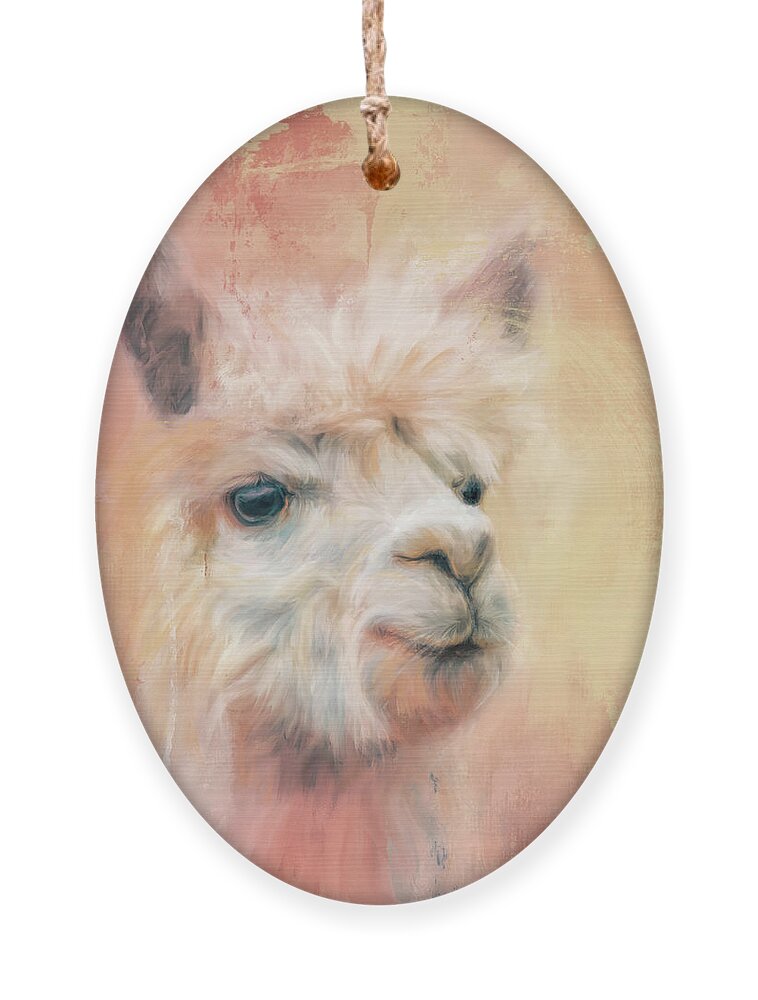 Colorful Ornament featuring the painting The Charismatic Alpaca by Jai Johnson