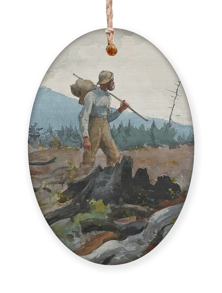 Winslow Homer Ornament featuring the drawing The Guide and Woodsman by Winslow Homer