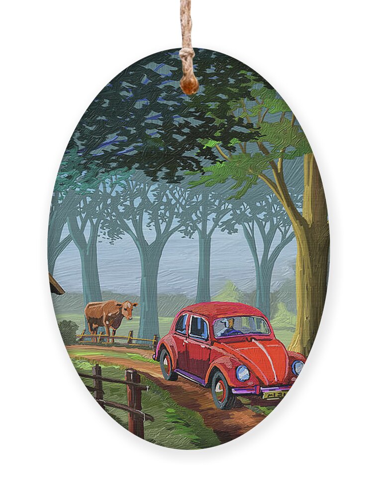 Old Ornament featuring the painting The Little Red Beetle by Anthony Mwangi