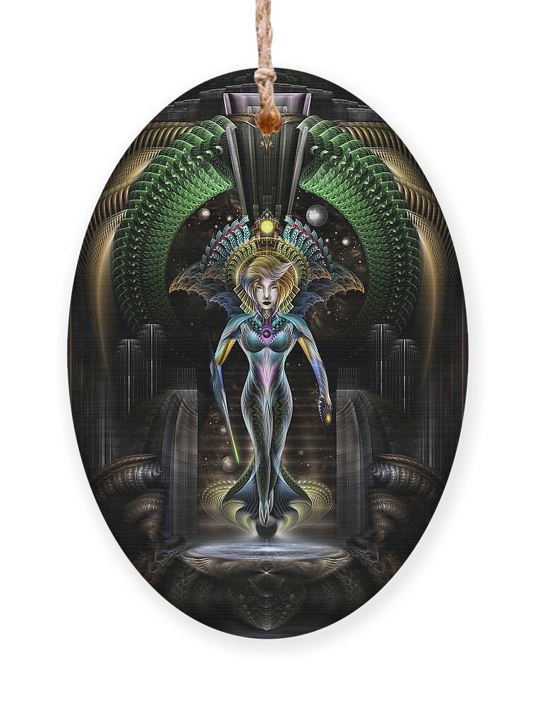 Majesty Of Trilia Ornament featuring the digital art The Majesty Of Trilia Fractal Fantasy Portrait by Rolando Burbon