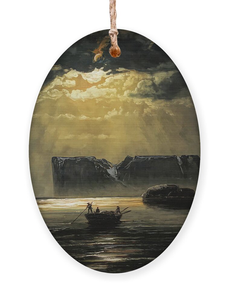 Peder Balke Ornament featuring the painting The North Cape by Moonlight                          by Peder Balke