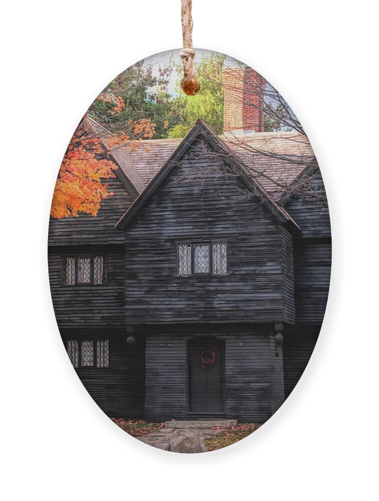 Salem Witch House Ornament featuring the photograph The Salem Witch House by Jeff Folger